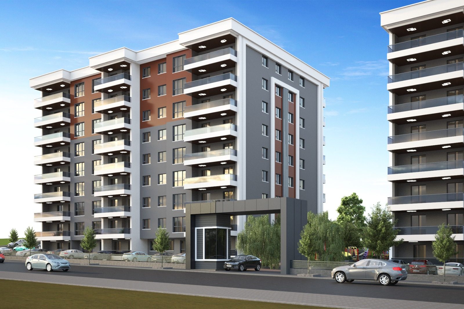 Kıbrısköy devam eden site projesi dış cephe renderı